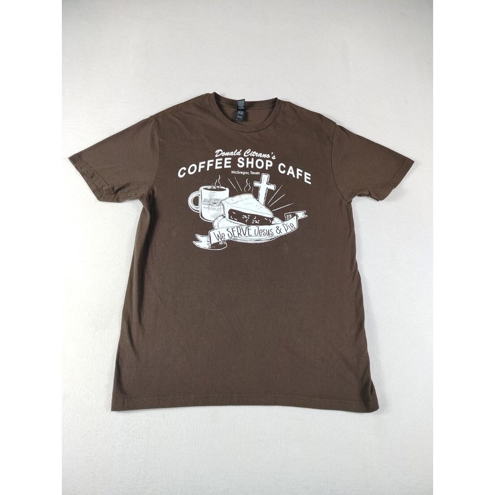 Donald Citrano's Coffee Shop T Shirt Men's Medium Brown White McGregor Texas‎